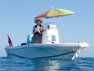 Margaret in the boat